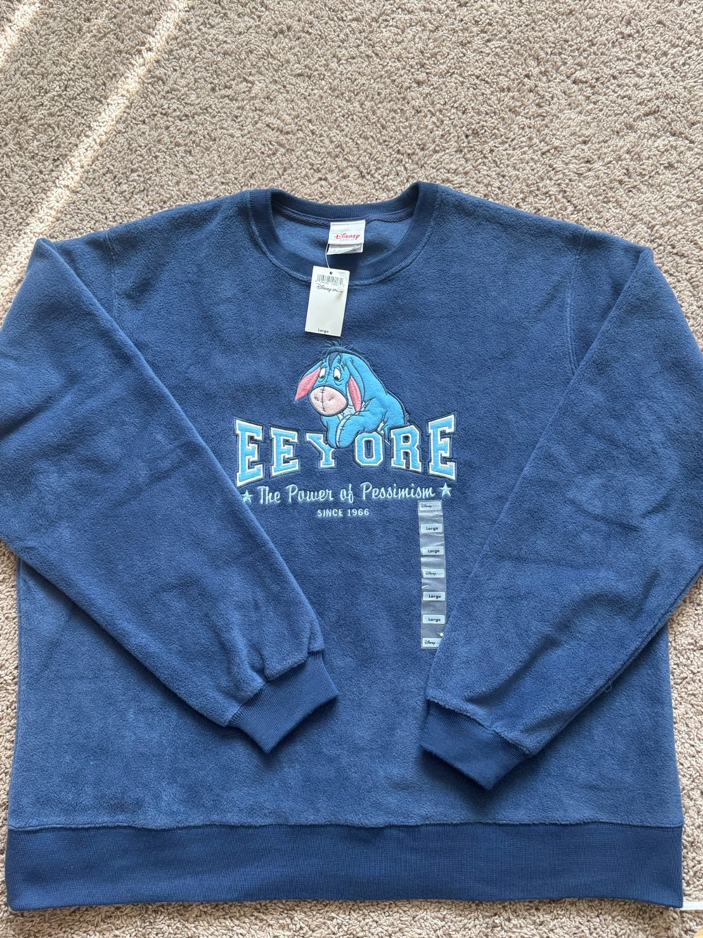 Vintage 90’s Disney Eeyore Navy Blue Fleece Crewneck Sweatshirt size Large